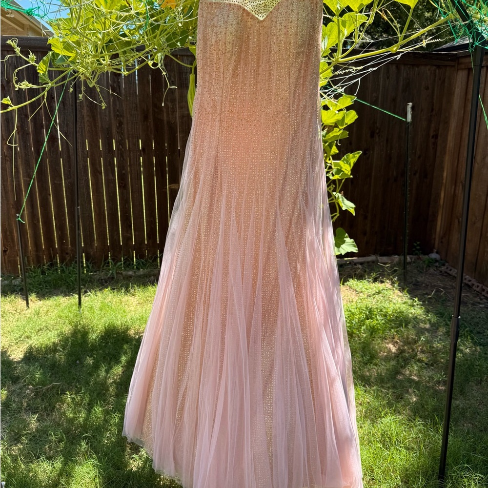 Glam Pink and Gold Prom Dress